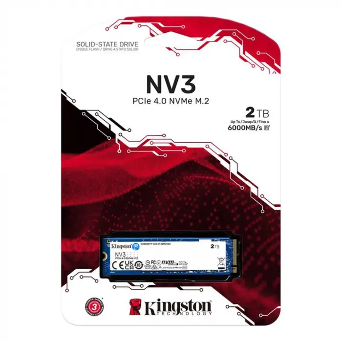 Kingston 2TB NV3 SNV3S-2000G 6000-5000MB-s PCI-Express 4.0 M.2 Nvme Ssd Disk (KDO)