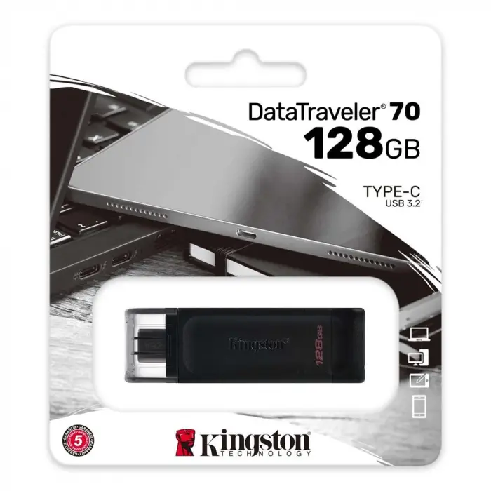 Kingston DT70 128GB USB-C 3.2 Gen 1 Type-C Flash Bellek (KDO)