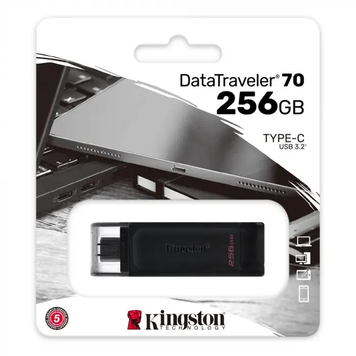 Kingston DT70 256GB USB-C 3.2 Gen 1 Type-C Flash Bellek (KDO)