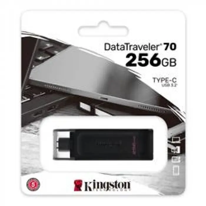 Kingston DT70 256GB USB-C 3.2 Gen 1 Type-C Flash Bellek (KDO)