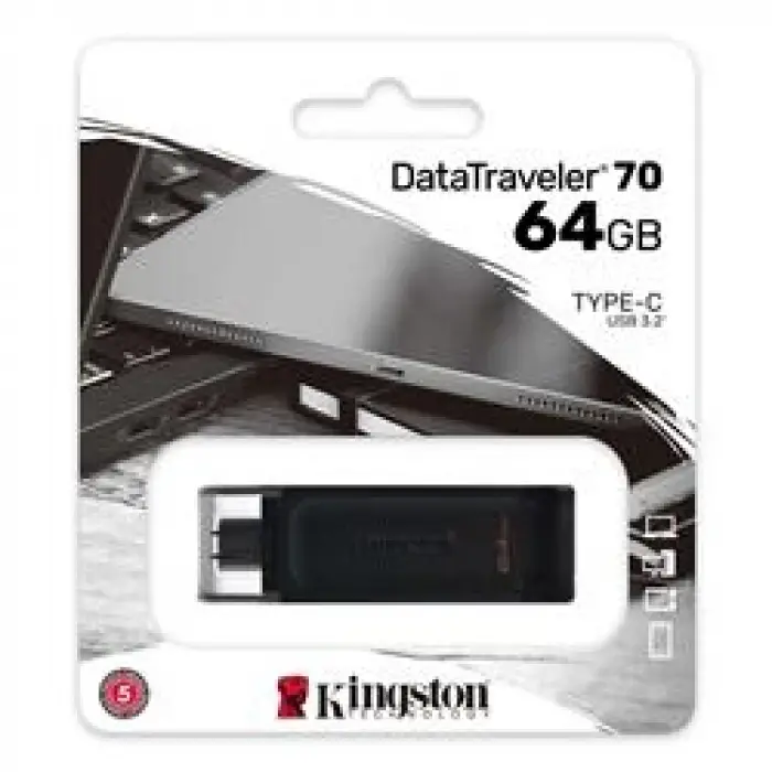 Kingston DT70 64GB USB-C 3.2 Gen 1 Type-C Flash Bellek (KDO)