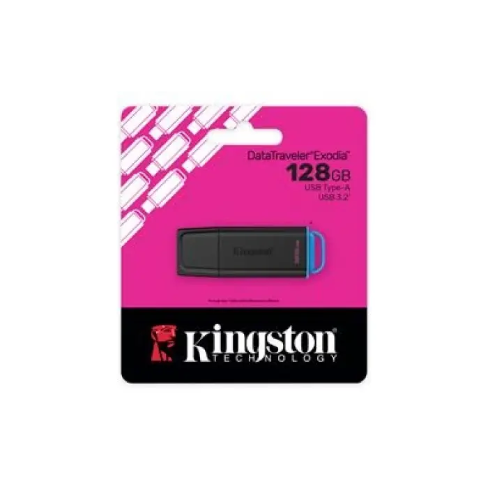 Kingston DTXG2-128GB 128GB Portable USB 3.2 Gen 1 DataTraveler Exodia Black-Blue Flash Bellek