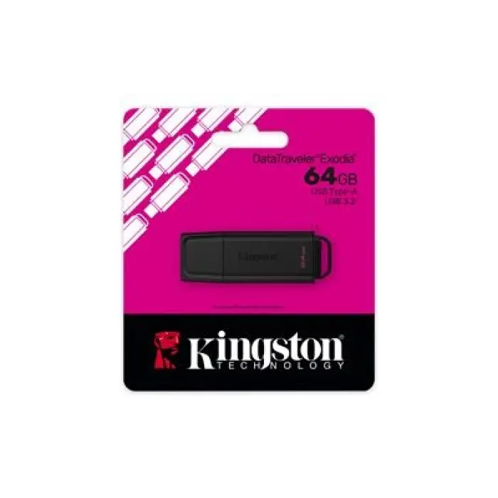 Kingston DTXG2-64GB 64GB Portable USB 3.2 Gen 1 DataTraveler Exodia Black Flash Bellek