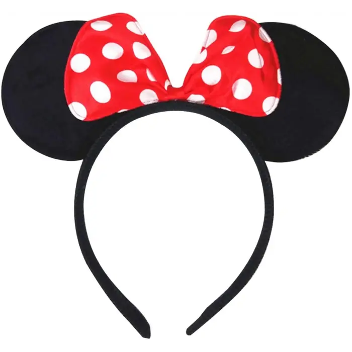 Kırmızı Fiyonklu Minnie Mouse Taç Fare Tacı Kafa Bandı