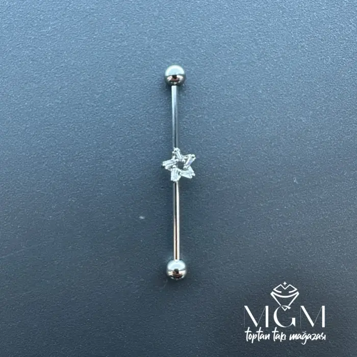 Rodyum Zirkon Taşlı Çelik Köprü - Pr000169