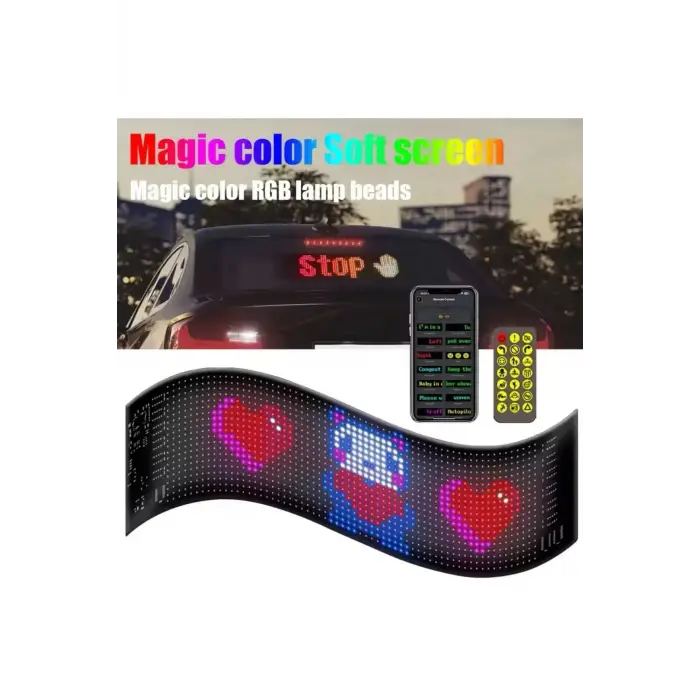 Led Panel Cama Yapışan Telefon Kontrollü Led Ekran Panel 16*64 Led Sayısı