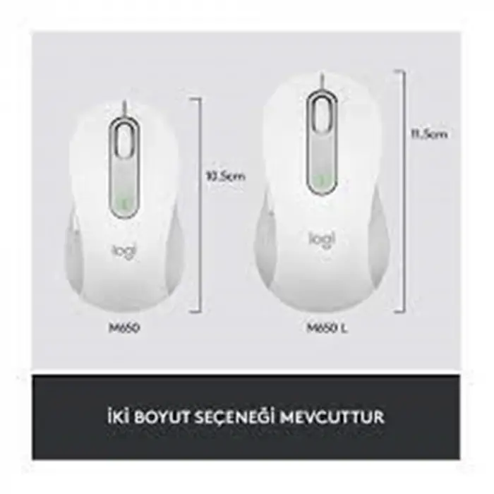 Logitech 910-006238 M650 L Signature Kablosuz Beyaz El Tam Boyutlu Mouse (KDO)