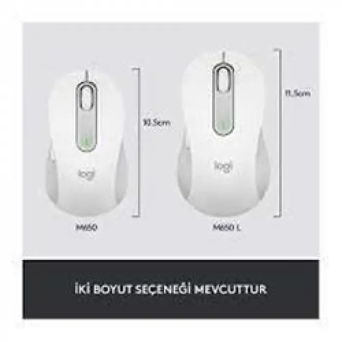 Logitech 910-006238 M650 L Signature Kablosuz Beyaz El Tam Boyutlu Mouse (KDO)