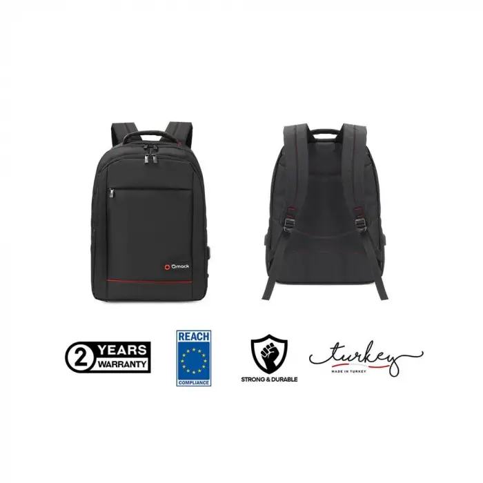Mack MCC-006 15.6 Office USB Girişli Notebook Sırt Çantası Siyah (Dahili USB Şarj Portu)