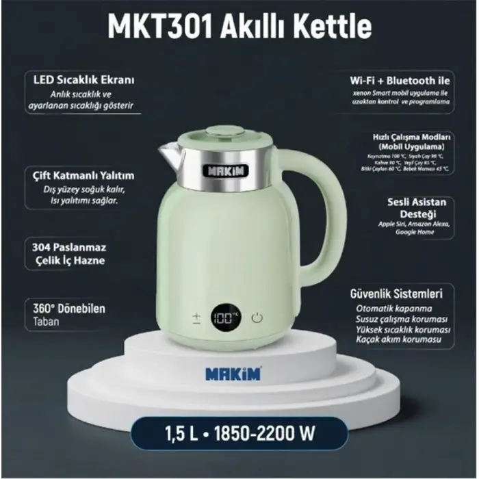 Makim MKT301 AKILLI YEŞİL KETTLE (KDO)