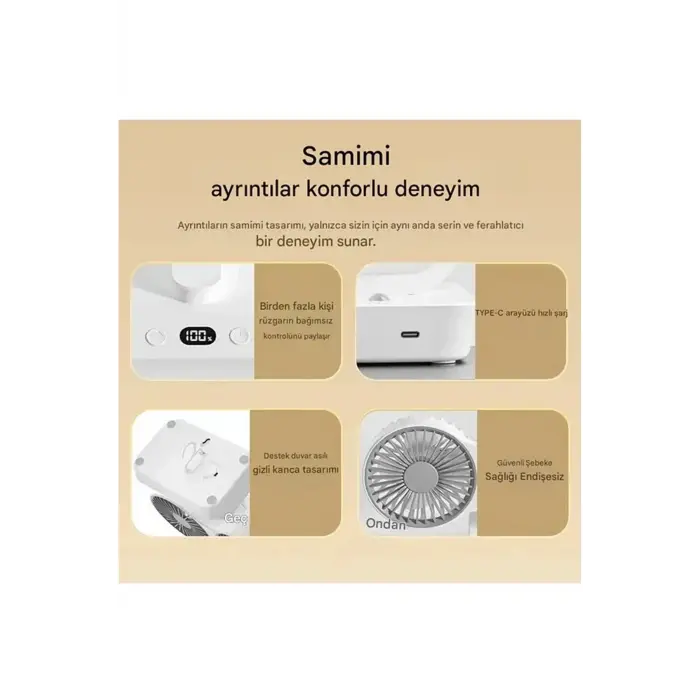 Masaüstü Dijital Ekranlı Çift Fanlı Led Işıklı Soğutucu Fan Ev Ofis Şarjlı Vantilatör