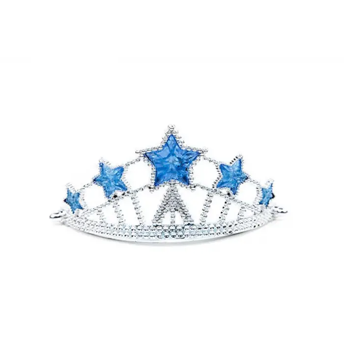 Mavi Yıldız Taşlı Plastik Kraliçe Prenses Elsa Tacı Çocuk Boy