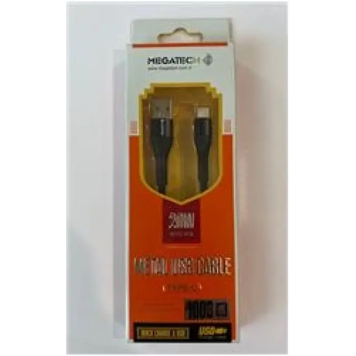 Megatech 3.1A 20W 1mt Örgülü Hasır Siyah Usb To TYP-C DATA KABLOSU (KDO)