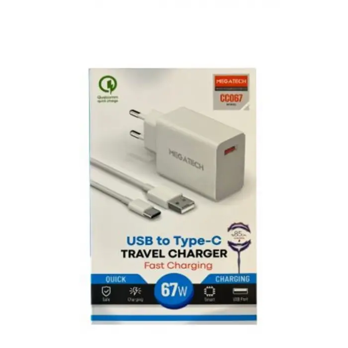 Megatech 45w Type-c Siyah Turbo Şarj  EvŞarj Kafa (KDO)