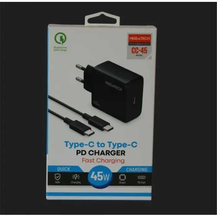 Megatech (CC45) 45W Type-C To Type-C Şarj Aleti (KDO)