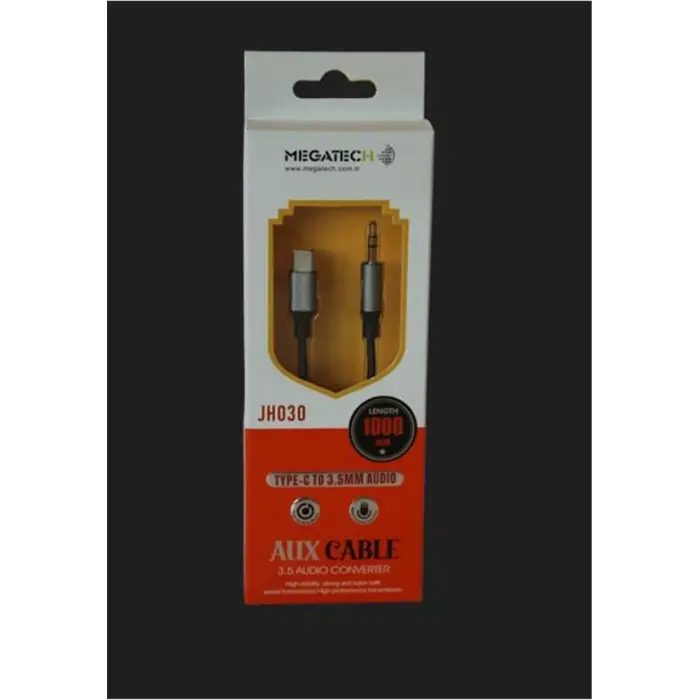 Megatech JH030 1Mt Aux Kablo Çelik TYPE-C 3.5AUX  (kutulu)
