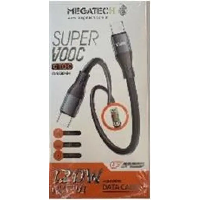 Megatech MT-120UT 120W USB To Type-c Data Kablosu ( Telefonda Turbo Saniye GösTergeli ) (KDO)