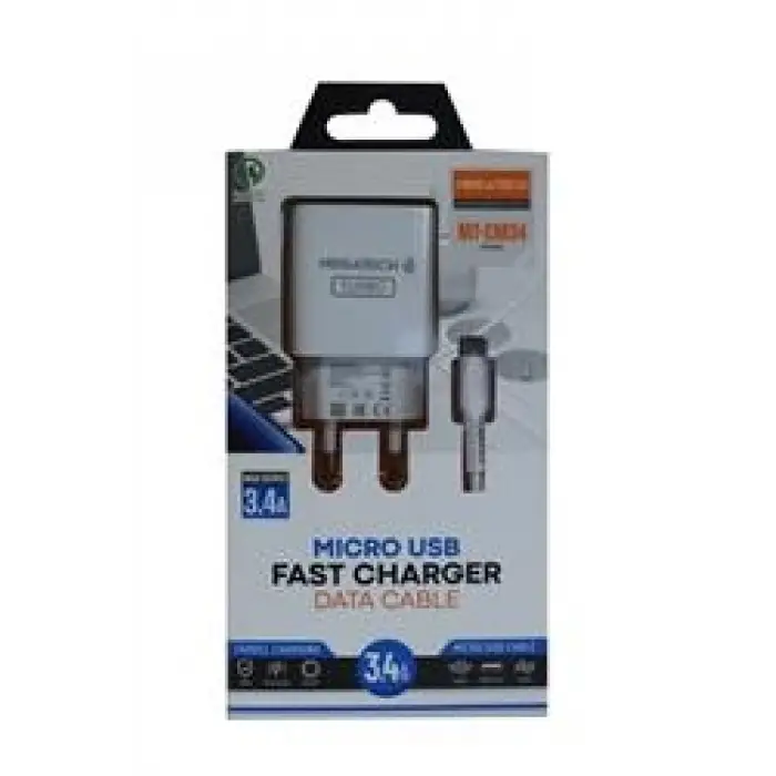 Megatech MT-CM34  3.4A Micro Usb Kablo+ Ev Şarj Adaptörü Hızlı Şarj (KDO)