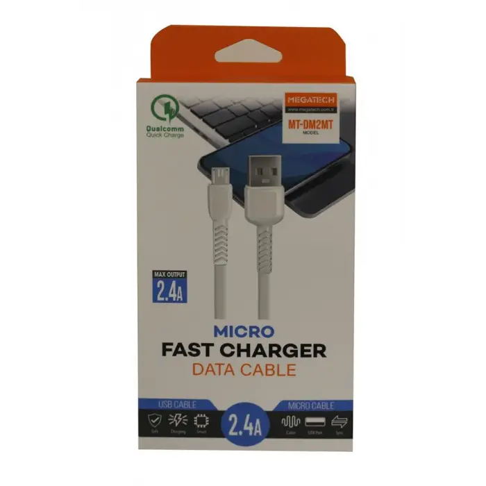 Megatech MT-DM2MT 2.4A Micro 2mt Data Şarj Kablosu (KDO)