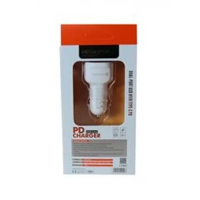 Megatech T-05M40 Beyaz  40W PD-USB Araç Çakmaklık Şarj Başlığı Hızlı Şarj