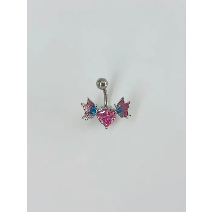 Melek Kanatlı Kalp Detaylı Göbek Piercing - Pg0074
