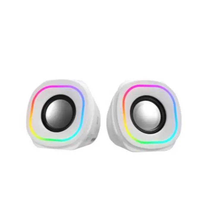 Mikado MD-180 2.0 3W-2 Beyaz RGB Aydınlatmalı USB + 3.5mm USB 5V Speaker Hoparlör