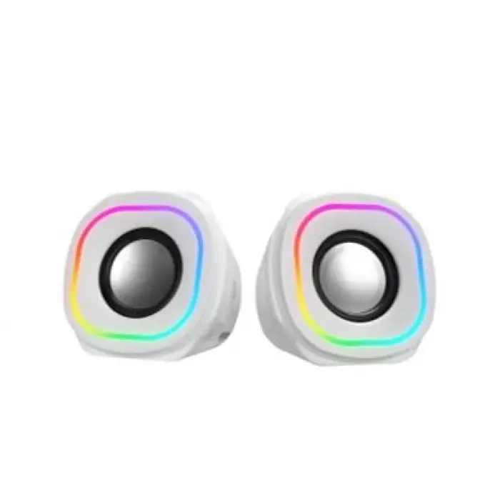 Mikado MD-180 2.0 3W-2 Beyaz RGB Aydınlatmalı USB + 3.5mm USB 5V Speaker Hoparlör