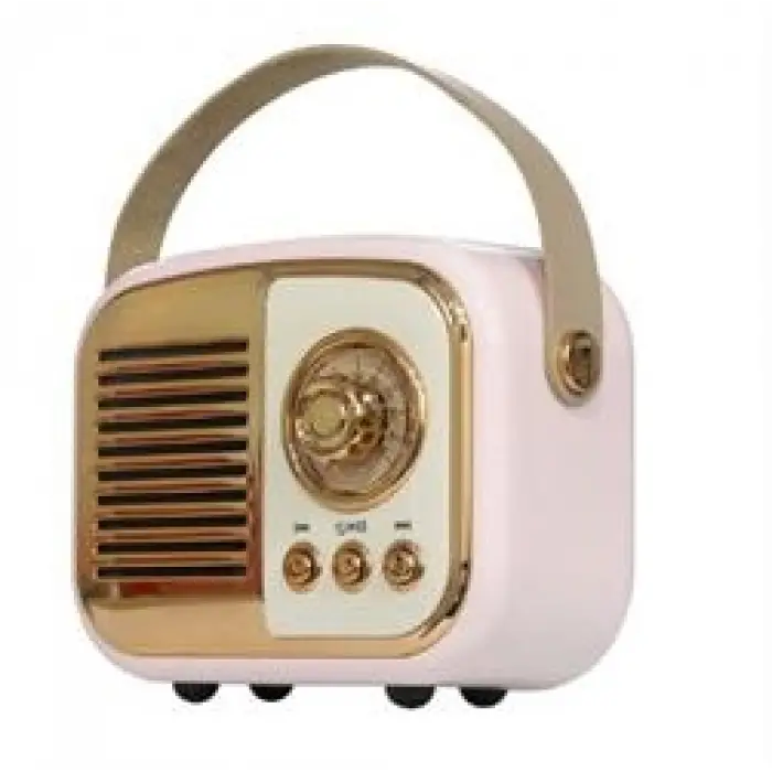 Mikado MD-24BT Echoes 3W 800mAh Pembe Usb+TF Kart+Bluetooth Destekli Klasik Retro Müzik Kutusu