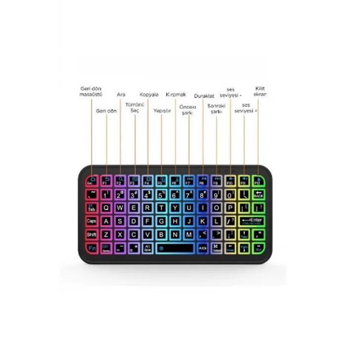 Mini Klavye Smarttv Işıklı Bluetooth Kablosuz Televizyon Ps3 Dizüstü Tabletler Ve Telefonlar İçin