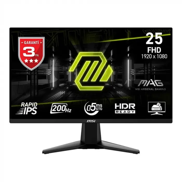 Msi 24.5 Mag 255F E20 1920x1080 Flat Rapid Ips 200Hz 0.5Ms (Gtg) Hdmı Dp Gaming Monitör (KDO)