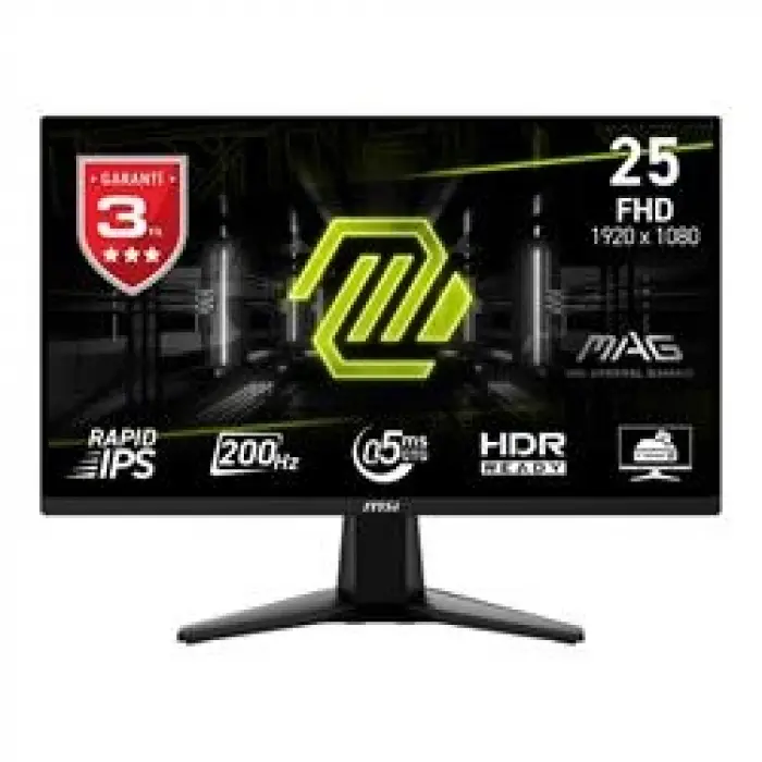 Msi 24.5 Mag 255F E20 1920x1080 Flat Rapid Ips 200Hz 0.5Ms (Gtg) Hdmı Dp Gaming Monitör (KDO)