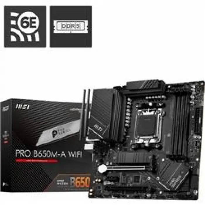 Msı Mb Pro B650M-A Wifi Am5 Ddr5 6400Mhz(Oc) Hdmı Dp M.2 Usb3.2 2.5G Lan Wifi 6E Matx Anakart (KDO)