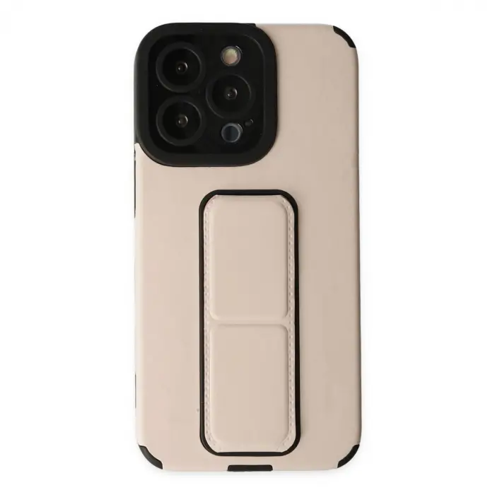 Newface Apple İphone 13 Pro Max Kılıf Mega Standlı Silikon - Gold