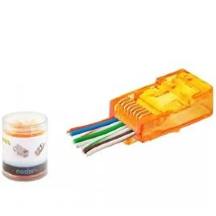NODAR ND2405 CAT6 EZ RJ45 Konnektör 100 Adet Plastik Kutu -Turuncu (KDO)