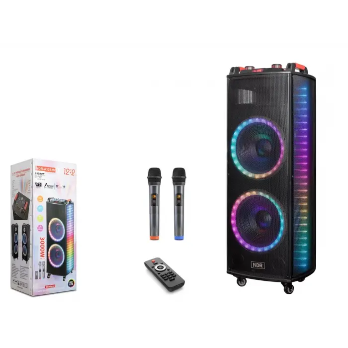 Nodar NDR1212S 12 Bluetooth Speaker Mikrofonlu Uzaktan Kumandalı 2x12 400-330-1090MM