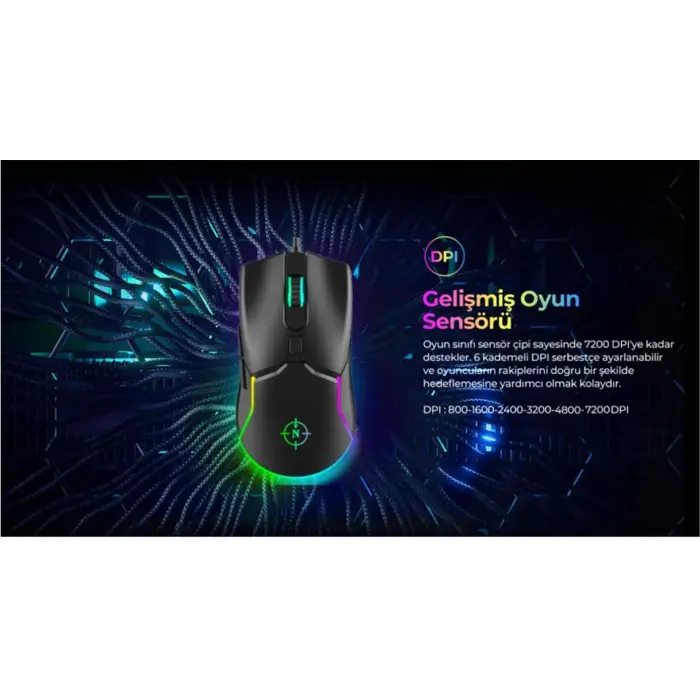 North Air Black RGB Kablolu Profesyonel Oyuncu Mouse (KDO)