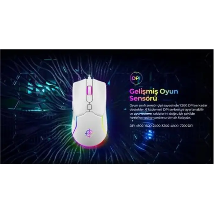 North Air White RGB Kablolu Profesyonel Oyuncu Mouse