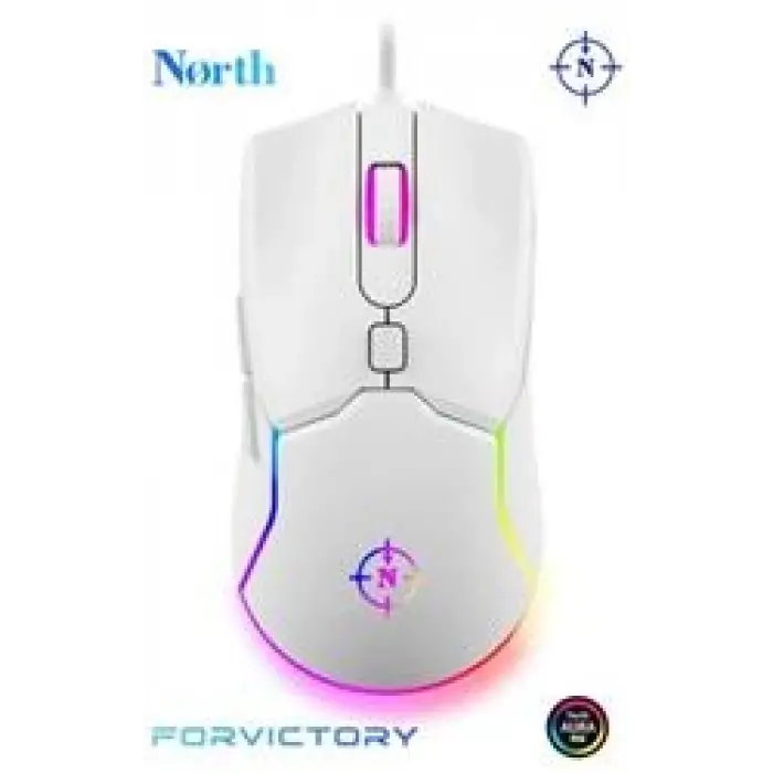 North Air White RGB Kablolu Profesyonel Oyuncu Mouse (KDO)