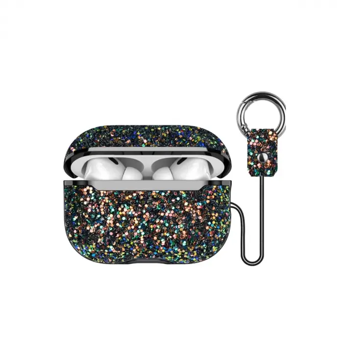 Onegif Airpods 3 (3.nesil) Bright Simli Airpods Kapak - Siyah