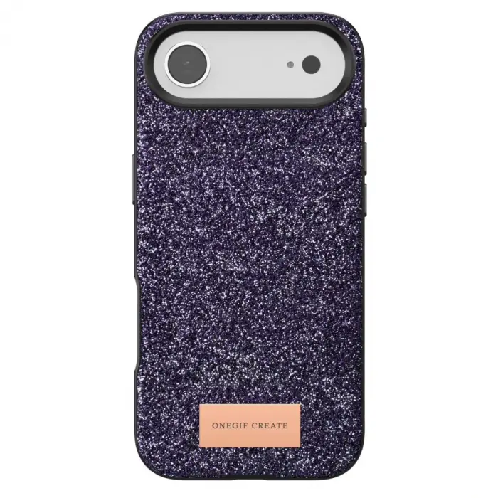 Onegif Apple İphone 17 Air Bright Simli Kapak - Derin Mor