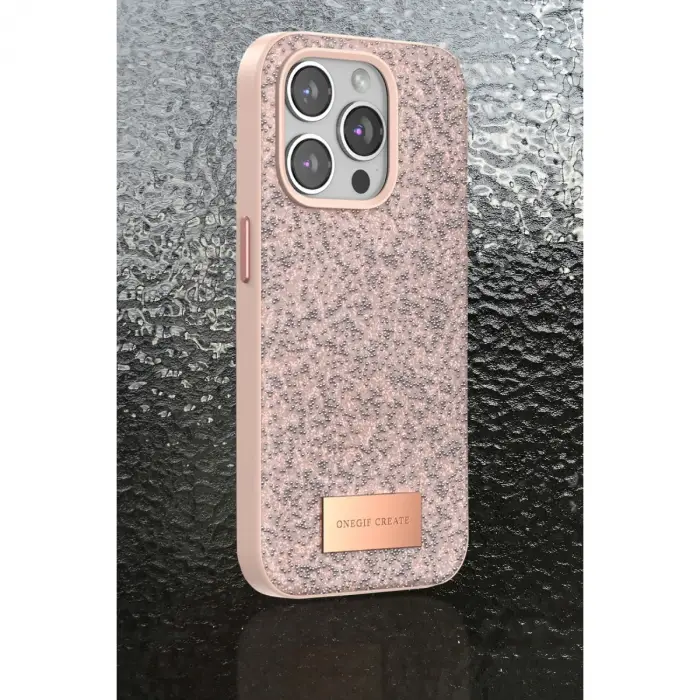 Onegif  İphone 14 Pro Bright Simli Kapak - Siyah