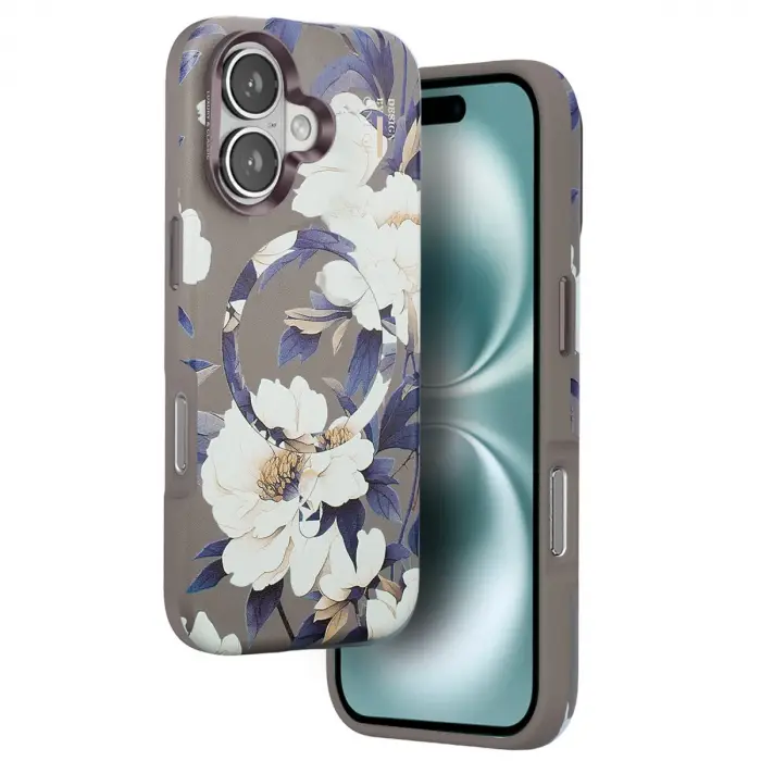 Onegif  İphone 16 Flower Series Magsafe Kapak - Gri
