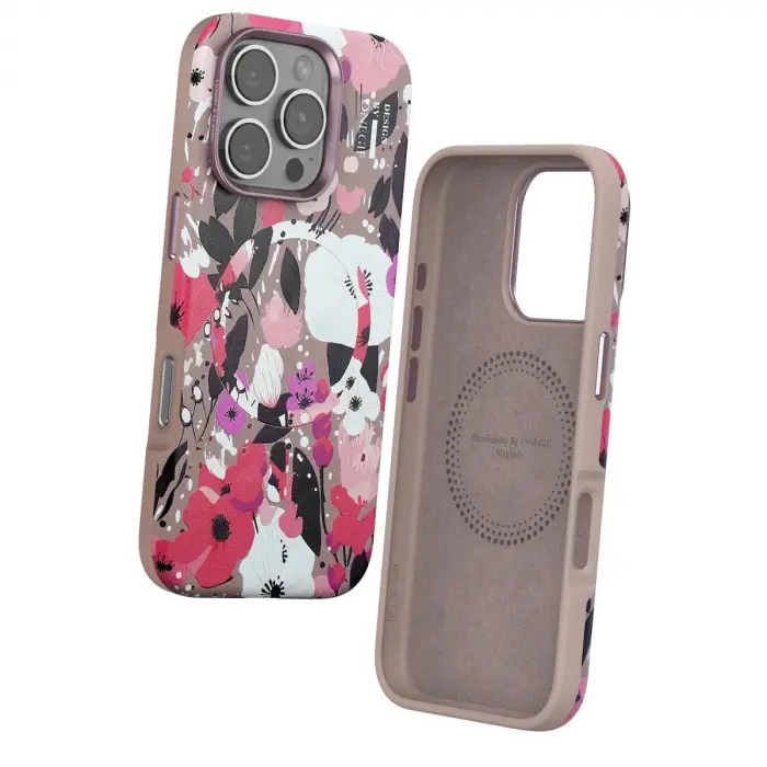 Onegif  İphone 16 Pro Flower Series Magsafe Kapak - Pembe