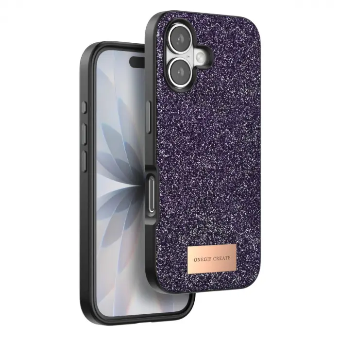Onegif  İphone 17 Bright Simli Kapak - Derin Mor
