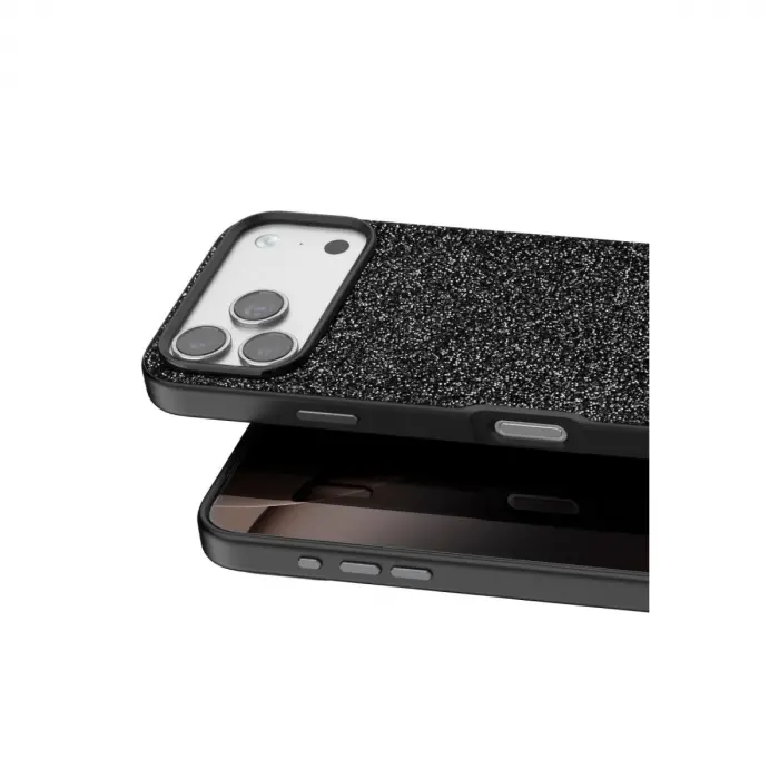 Onegif  İphone 17 Pro Bright Simli Kapak - Siyah