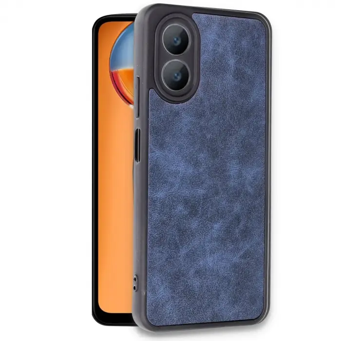 Oppo A38 Kılıf Aras Deri Kapak - Lacivert