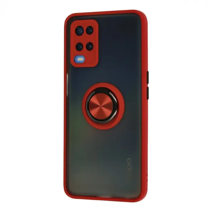 Oppo A54 4g Kılıf Montreal Yüzüklü Silikon Kapak - Kırmızı