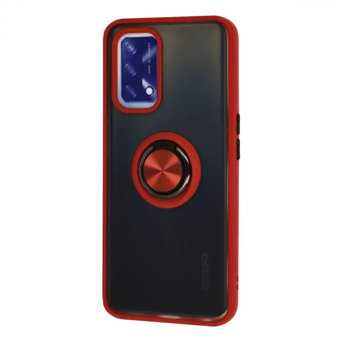 Oppo A74 4g Kılıf Montreal Yüzüklü Silikon Kapak - Kırmızı