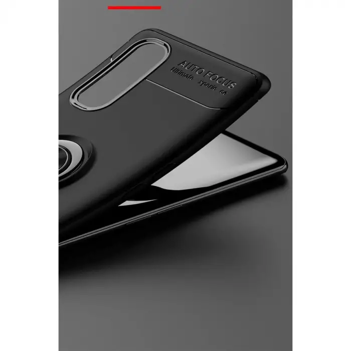 Oppo Find X2 Kılıf Range Yüzüklü Silikon - Siyah-mavi