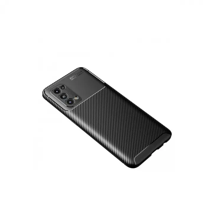 Oppo Reno 5 Kılıf Auto Focus Karbon Kapak - Siyah